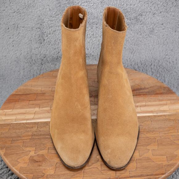 Zara Mustard Suede Cuban Boots Western Style Sz 38 7.5 Ankle Bootie - Picture 2 of 8